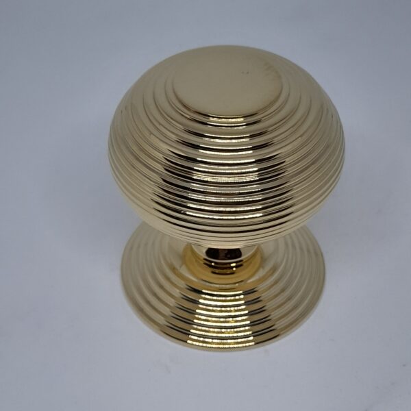 Reeded Centre Door Knob 76mm Unlacquered Brass