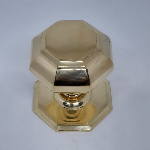 Stepped Octagonal Centre Door Knob 71mm Unlacquered Brass