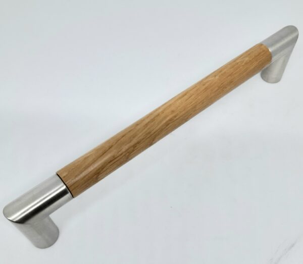 Angle Wood Pull Handle 192mm Oak / S-Steel